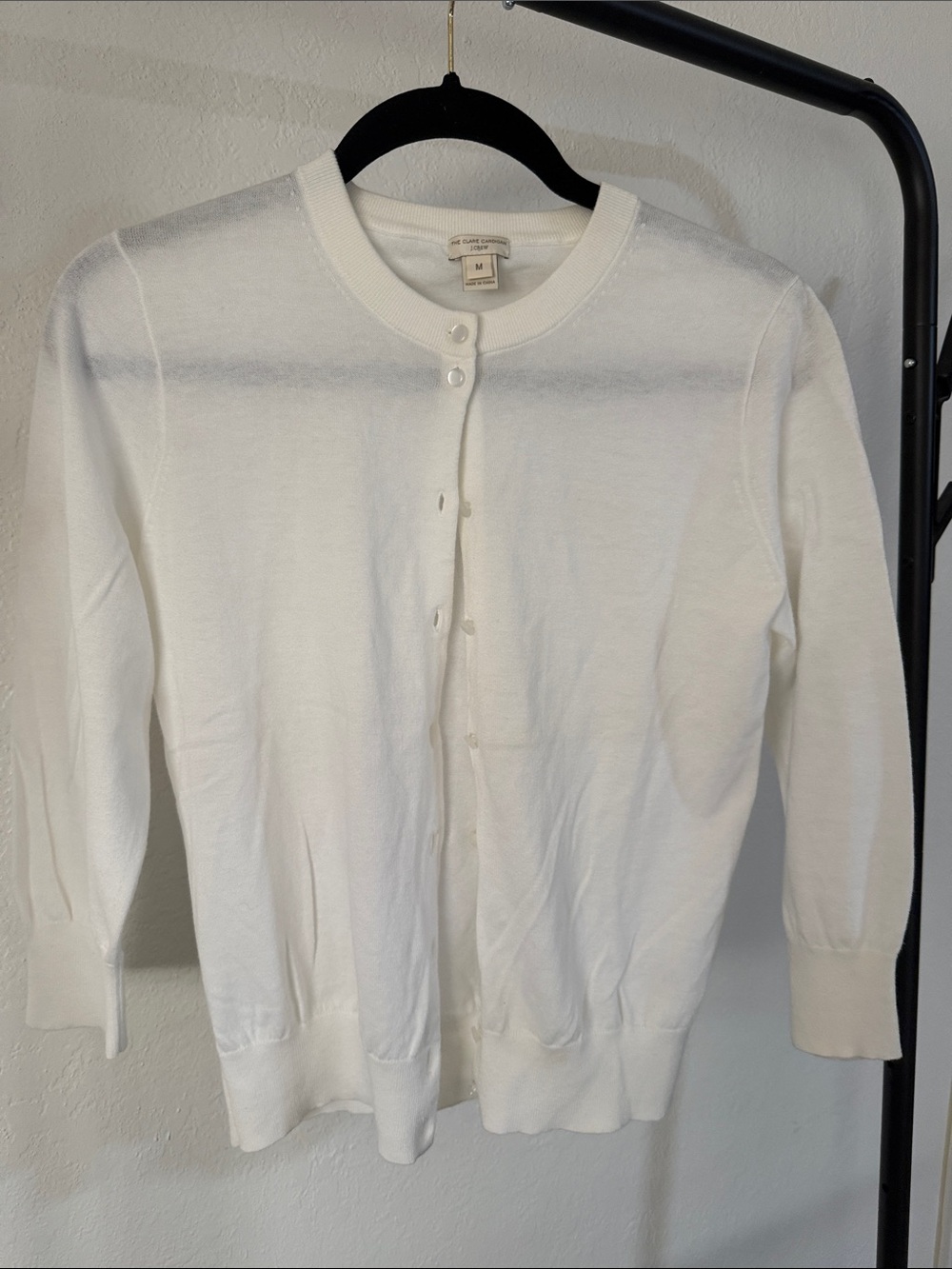 J. Crew Women's Cream Crewneck Button-Up Cardigan 🤍